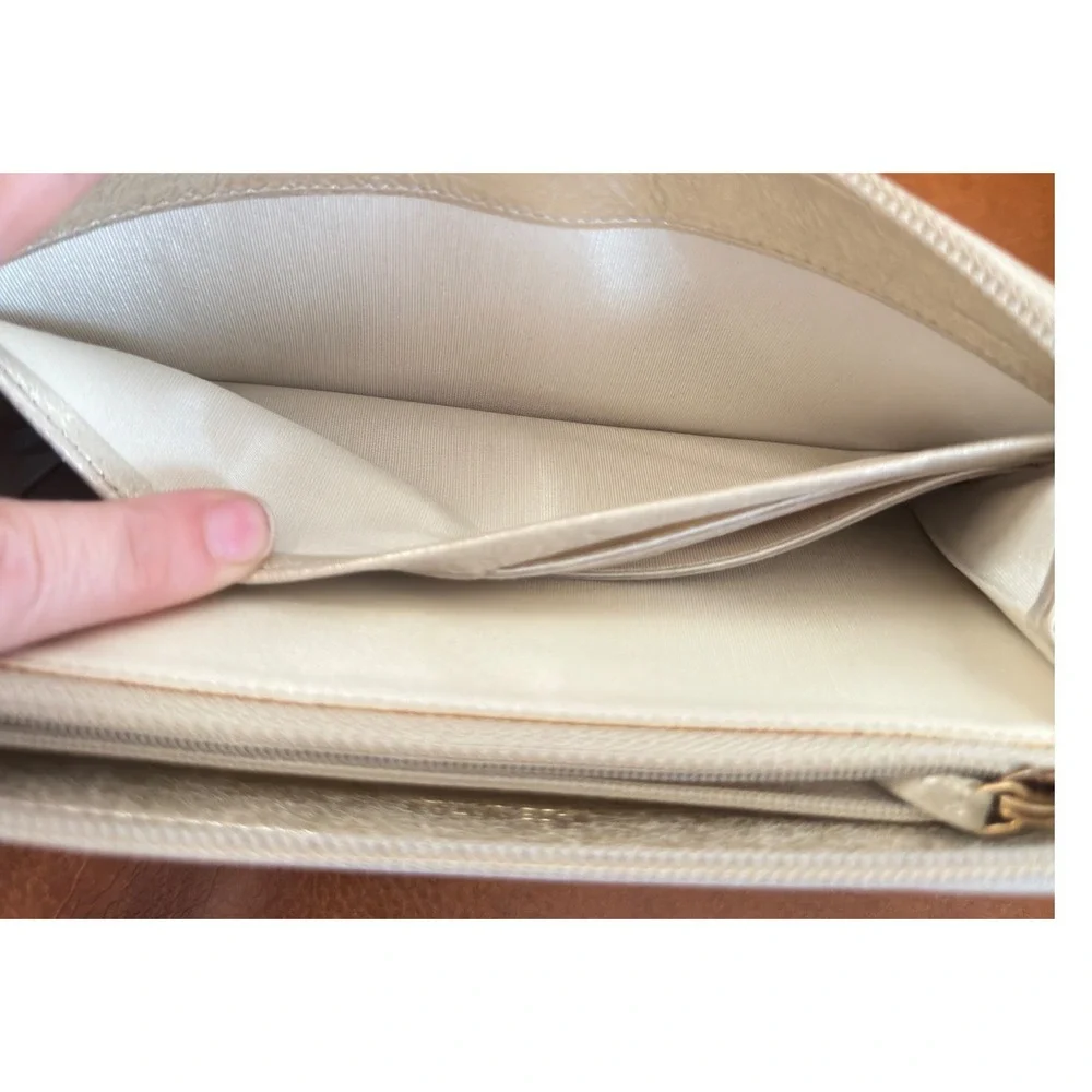 Chanel Timeless CC Zip Around Long Wallet Metallic Champagne Gold Leather Italy